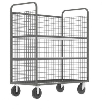 Valley Craft Cage Cart - Stock Picking, 3-Sided, (2) Adjustable Shelves, 57